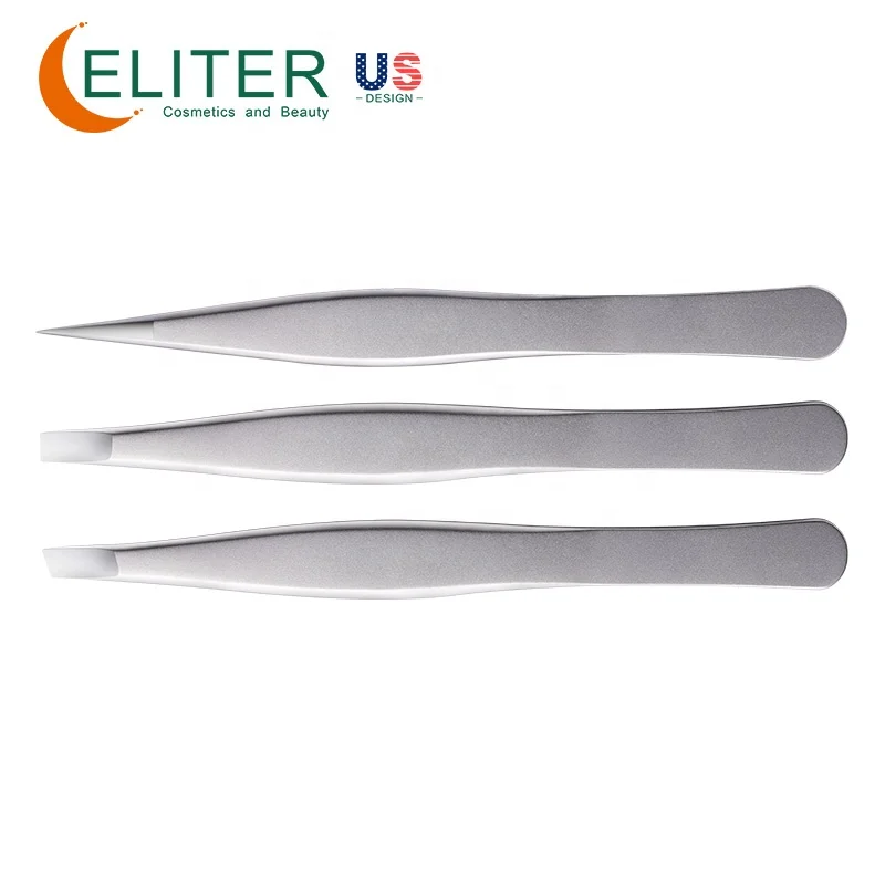 ELITER In Stock Remove The Finest And Smallest Hairs Slant Tweezer Square Tweezer Point Tweezer For Expert Brow Shaping