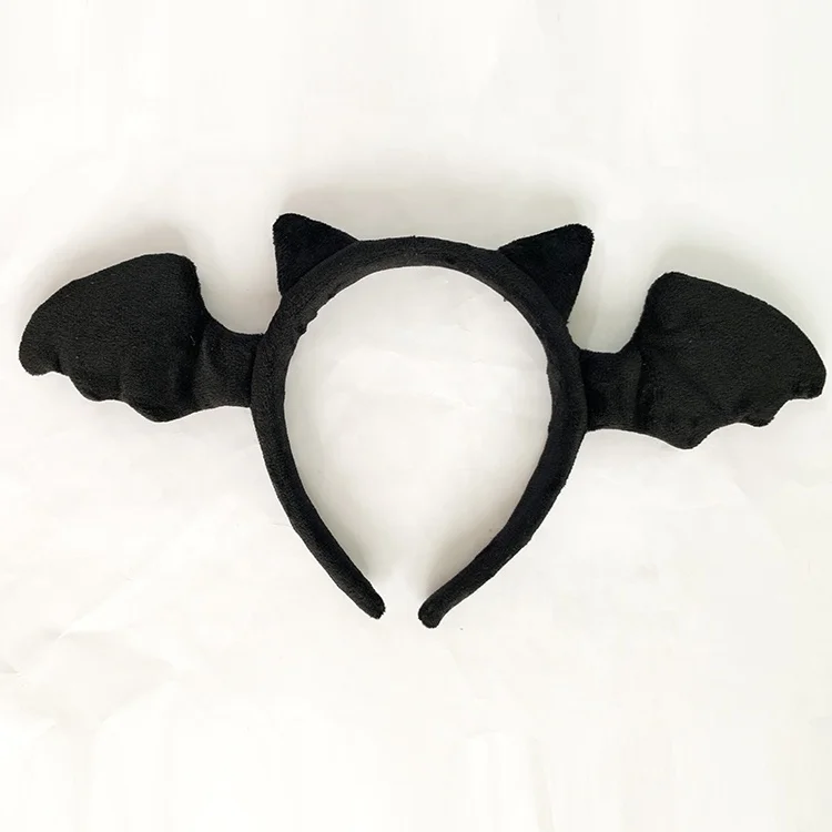New Popular design Plush Black Bat ear fur headband for christmas party