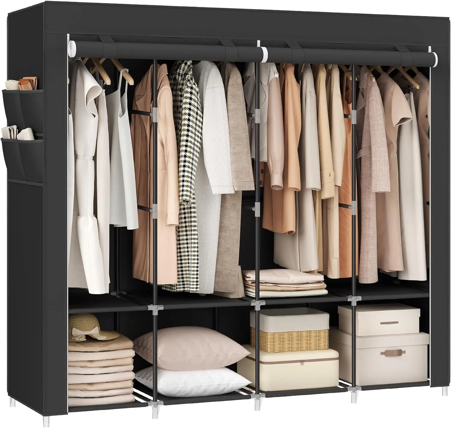 Modern Storage Hanging Clothes Portable Plastic Stackable Wardrobe Organizer Bedroom Furniture 12 Doors With Shoe Rack