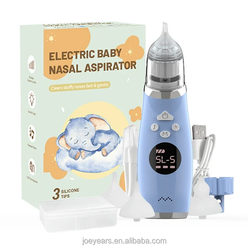 Baby Nasal Suction with 5 Modes Light Music Safe BPA-Free Silicone Construction Silicone Baby Nasal Aspirator With Music