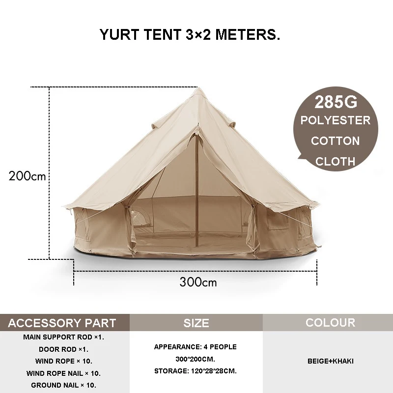 Waterproof Canopy Emperor Lotus Outdoor Glamping Luxury Cotton Canvas Bell Tent  Family Camping Bell Tent Indian Tent