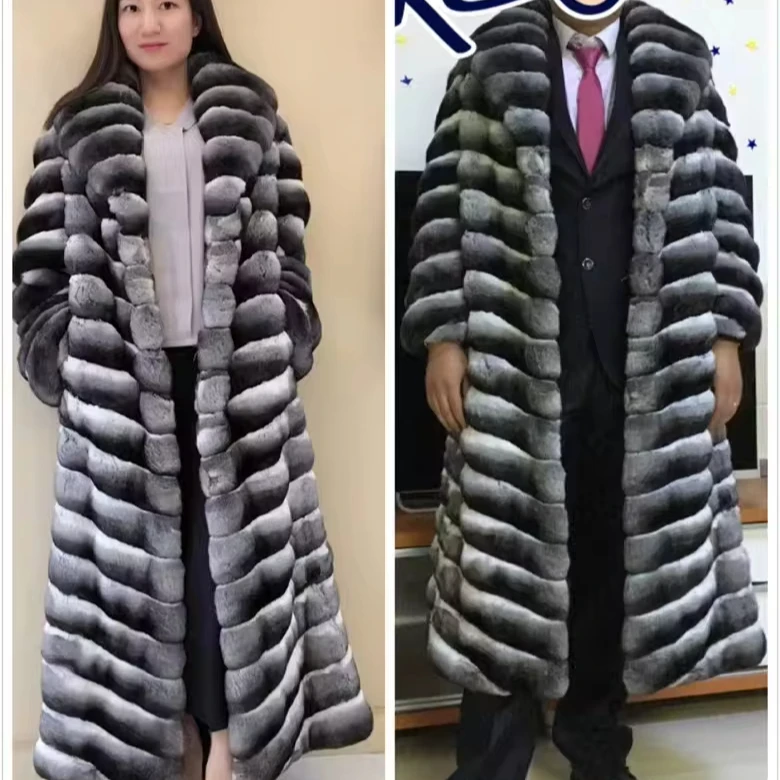 High Quality Top Luxury Extra Long Chinchilla Fur Coat Real Chinchilla Fur Coat For Men And Women
