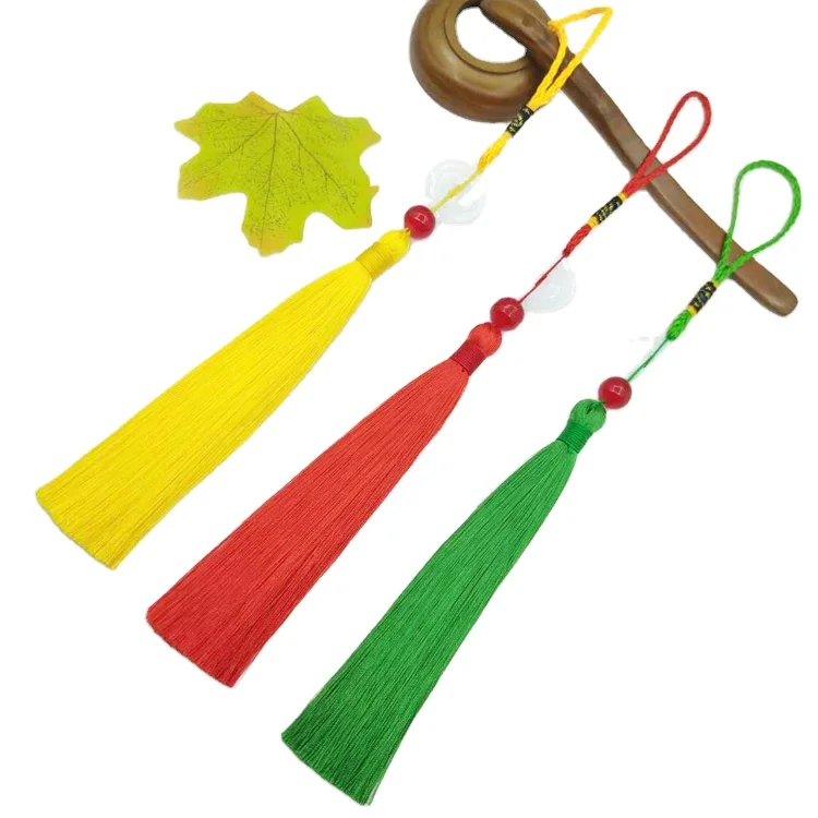  Factory stock vertical hanging car decoration color long silk tassel Chinese style beaded
