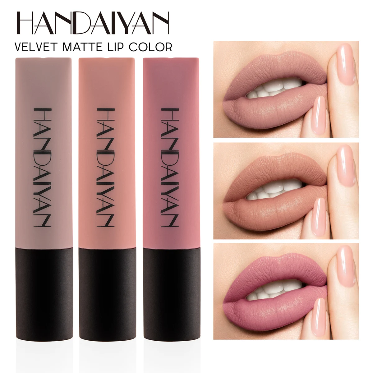 Handaiyan Matte Liquid Makeup Red Velvet Air Lip Glaze Waterproof Easy Wear Lipgloss Lasting Lip Tint Nude Matte Lip Gloss