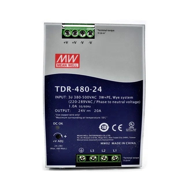 Original Meanwell Three Phase Industrial DIN RAIL With PFC Function TDR-480 Series TDR-480-48 480W 20A 48V SMPS Power Supply