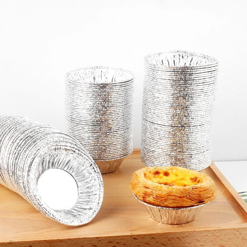 Disposable small Round Aluminum Foil Food Containers Trays Egg Tart Baking Cup