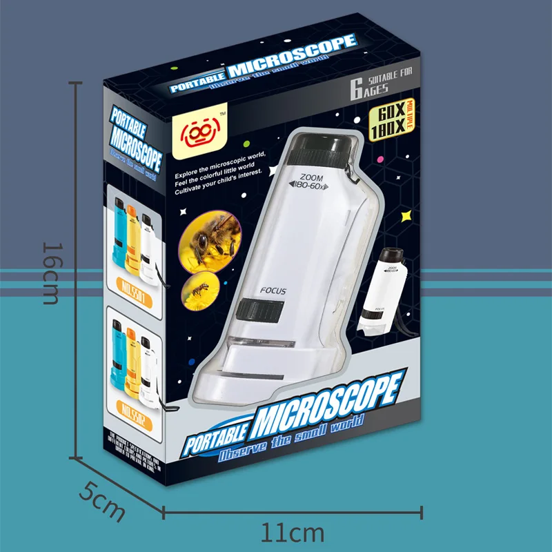 kids Birthday Gift LED Light Biological Microscope 60X-180X Educational Toys Children Handheld Microscope