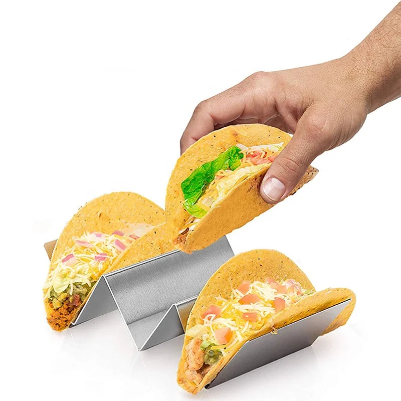 
Taco Holder Stand, Taco Truck Tray Style, stylish stainless steel design,keep your tacos upright with 3 compartments per piece 