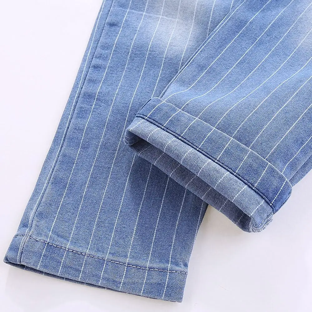 
ShiJun kids clothing 2020 Spring Lace Belt Striped Girl Jeans Kids 