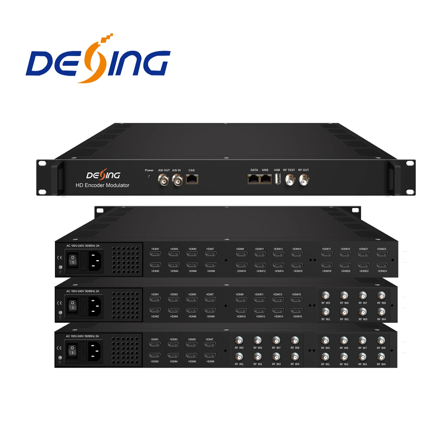 DEXIN NDS3536S encoder modulator with 24ch HDMI and DVB-S2 input, DVB-C DVB-T ISDB-T ATSC RF output HDMI modulator