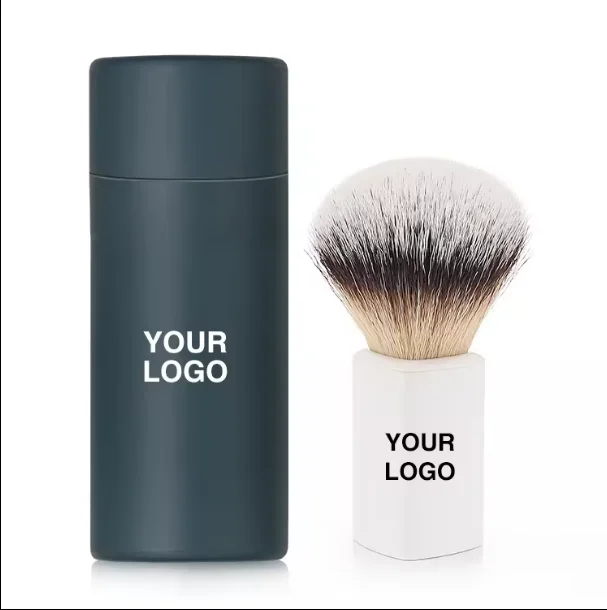 Wholesale Hot Sales Custom Logo Abs Plastic Handle Synthetic Nylon Shaving Brush Cosmetics Makeup Brush  With Portable Tube
