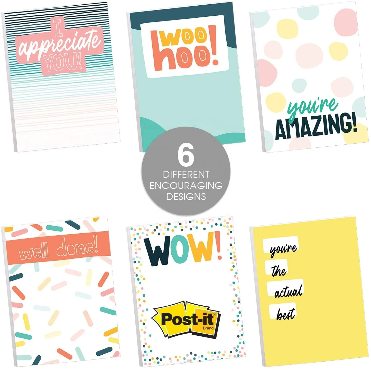 Manufacture Custom Sticky Note Assortment Repositionable Sticky Note Set Set of 6 Colorful Encouragement Pads