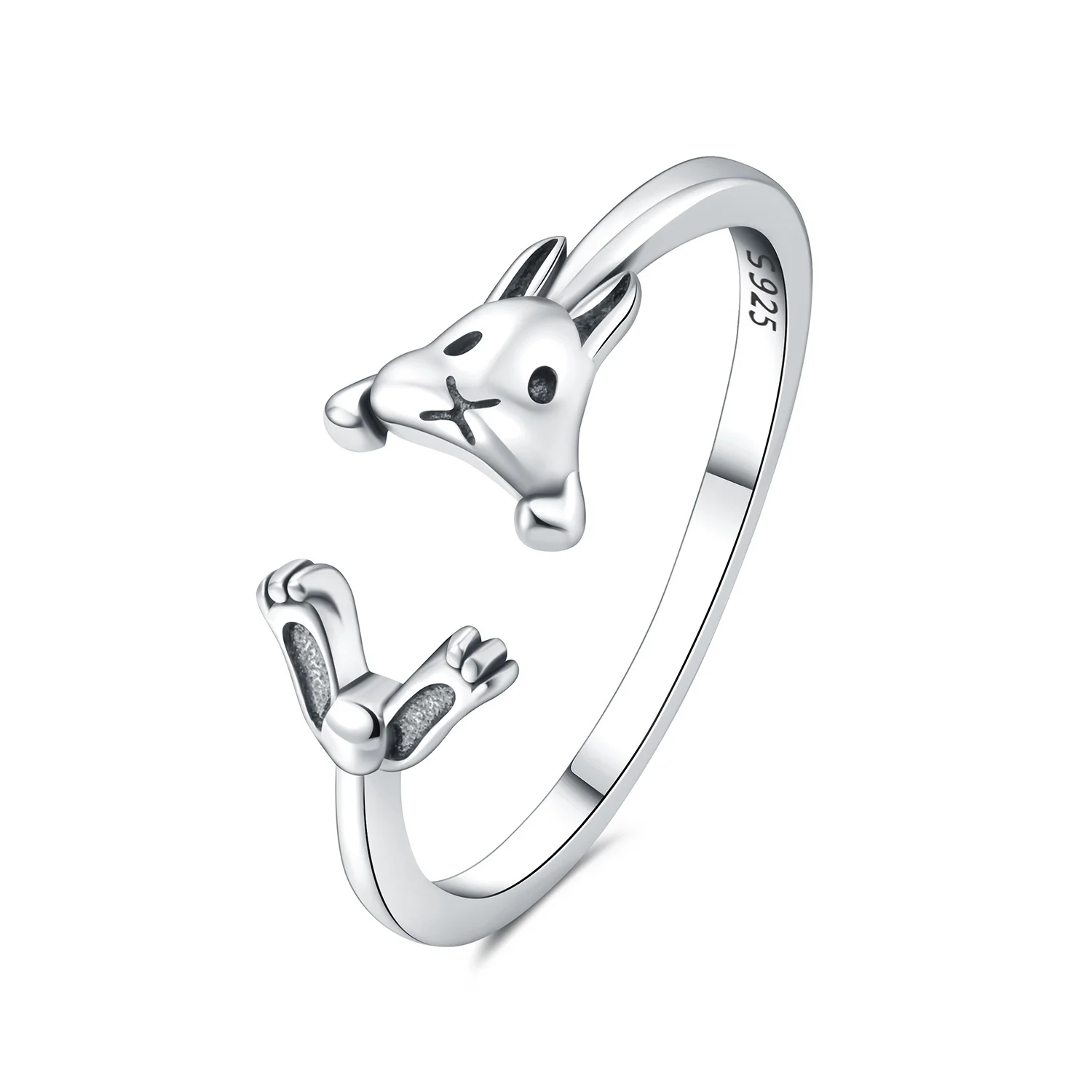 Fashion personality S925 Sterling Silver CZ Rings for Women simple Diamond Rabbit and puppy notes Open rings Jewelry wholesale