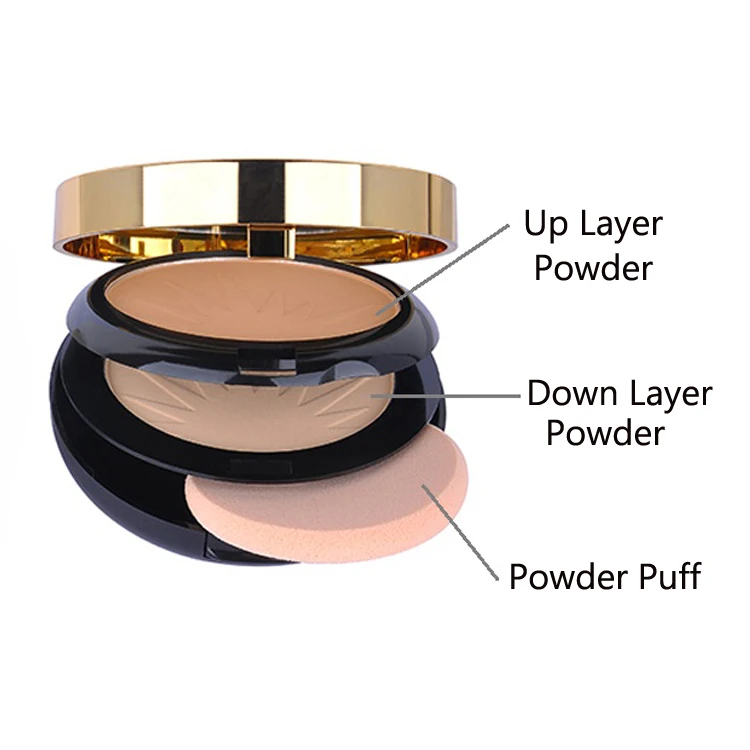 Skin Finish Smooth Contour Foundation matte baking powder face makeup Oil-control Brighten Concealer Pressed Powder With Puff