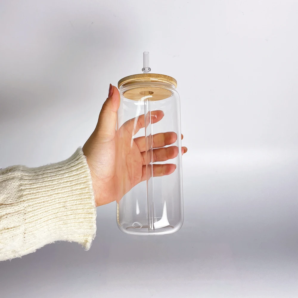 crystal clear 12oz 16oz 20oz Beer can glass cup transparent soda juice drinking glasses can for White Sublimation Transfer