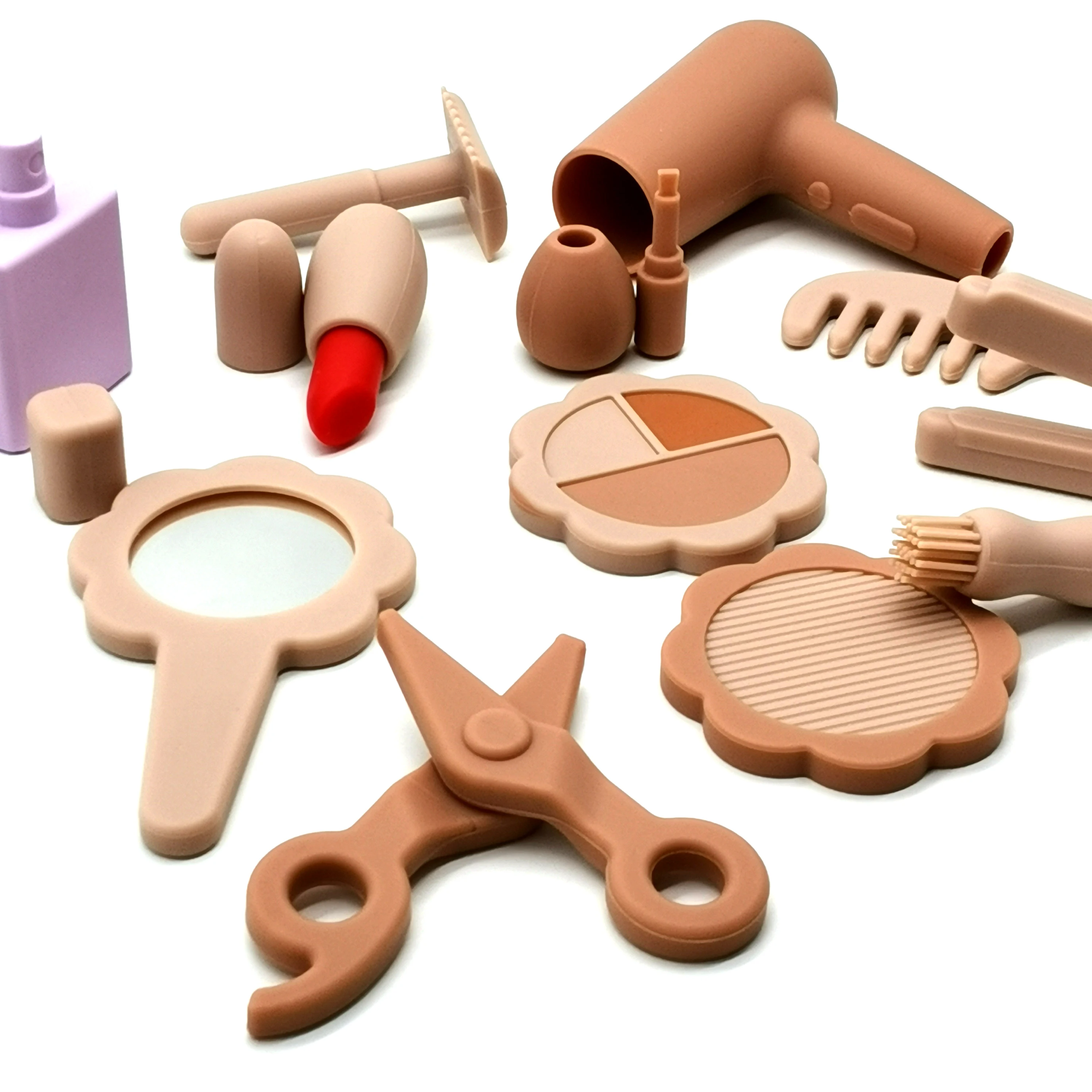 2024 New Makeup Toy Set 12 PCS Pretend Safe Beauty cosmetic Salon Toys Silicone  Makeup Kit for Girls Toddler