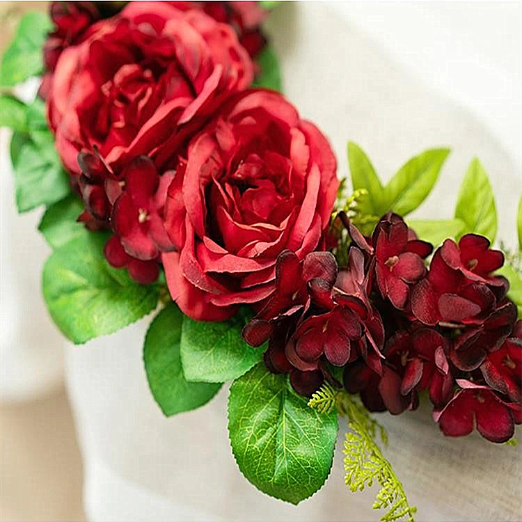 New arrival flower wreath ring hoop bouquet party home decoeative hanging wedding rose flower garland