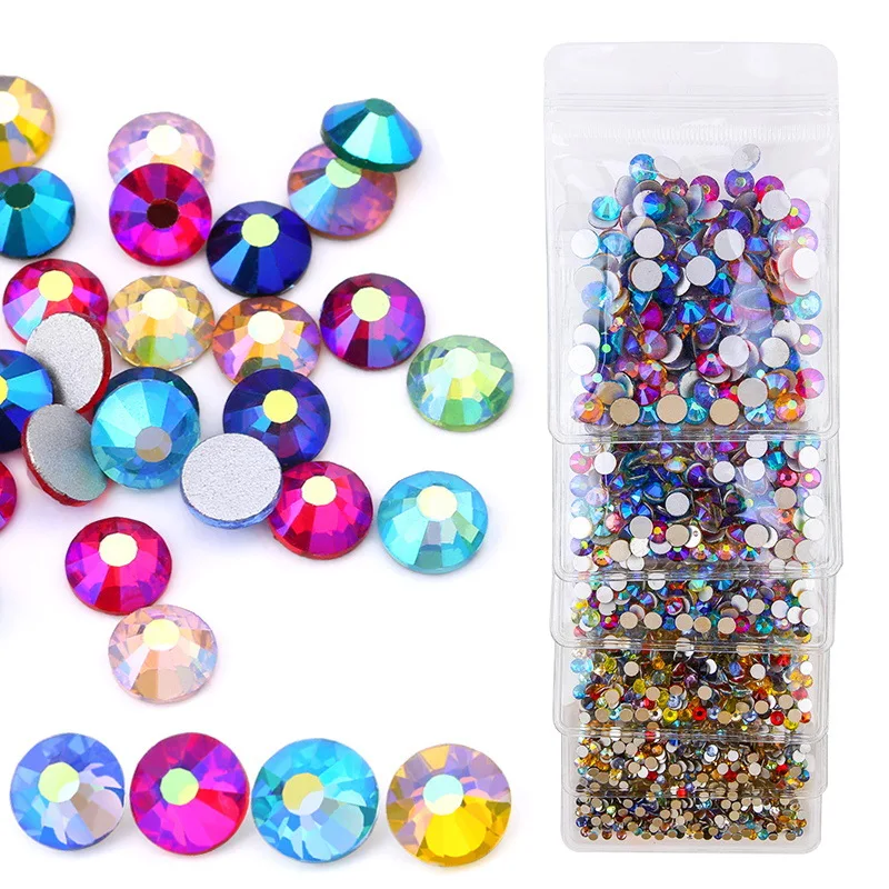 High Index Of Refraction AB Crystal Strass Flatback Glass Crystal Rhinestones For Cloth DIY Crafts And Nail Art