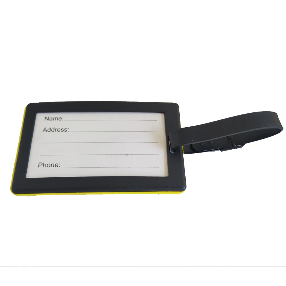 Airplane Company Name Logo Rubber PVC Suitcase Travel ID Luggage Tags Bag Tag With Pu Leather Strap and Paper Card Package