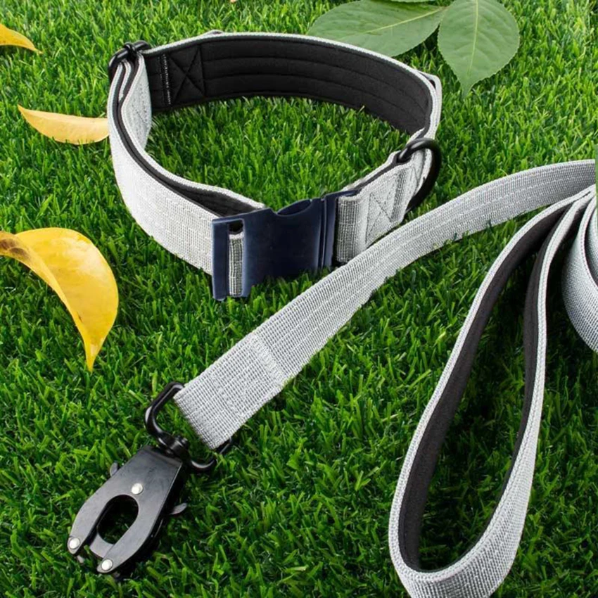 High Quality Heavy Duty Metal Buckle Pet Collar Large Dogs collar and leash set Tactical Dog Collars