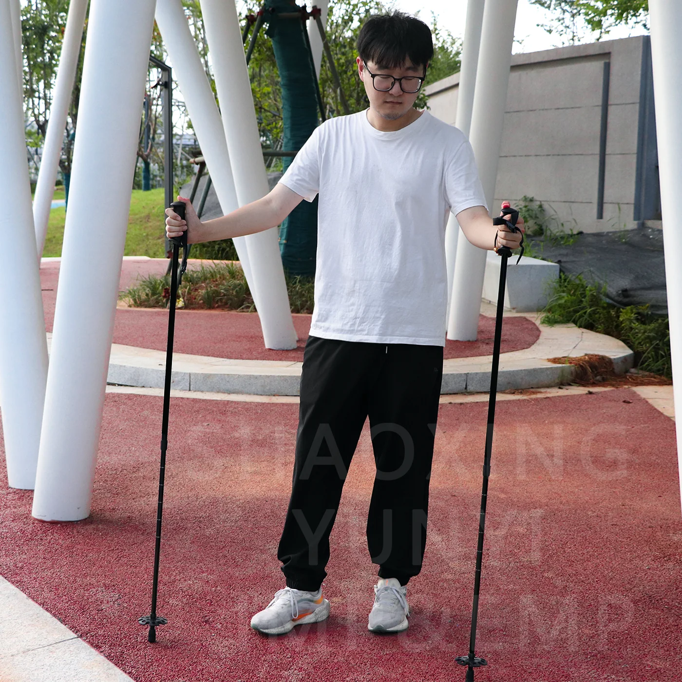 New design 2 section adjustable retractable nordic skiing cross-country ski pole rods for skiing