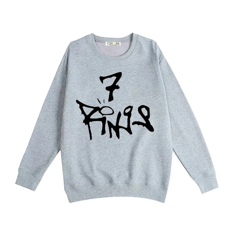 Ariana Grande 7 Rings Same Style Sweatshirt Ladies Long Sleeve Pink Casual Hoodies women Autumn Winter thick Pullover Tops