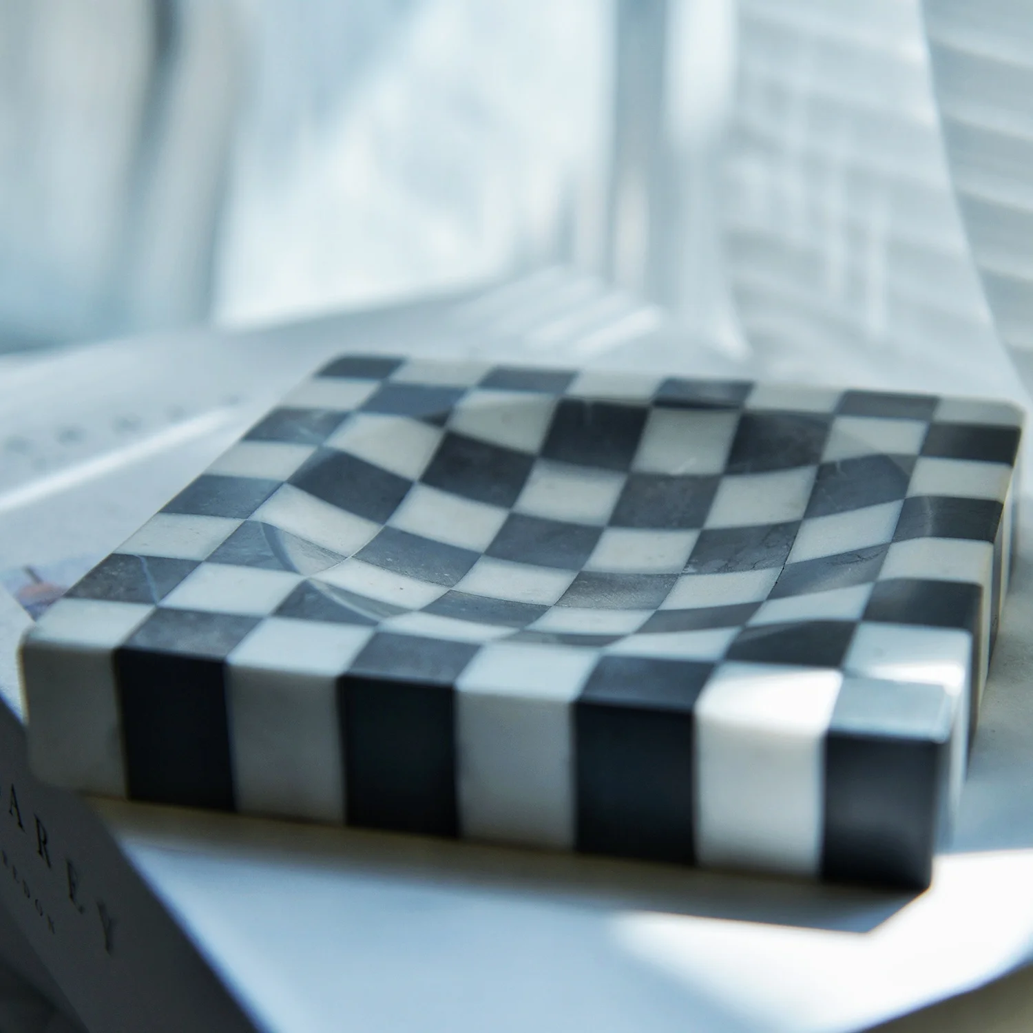 wholesale custom Marble Black and white splicing Decoration Plate Square Modern Style zebra Stone Jewelry Tray plate platter