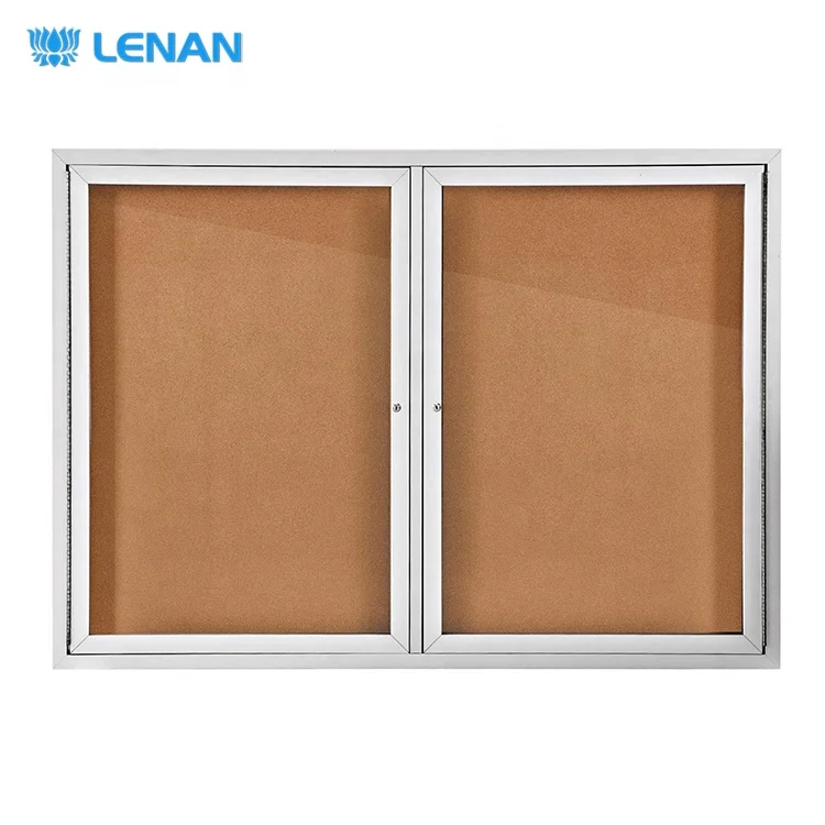 Новое поступление серебро алюминиевая рама открытый закрытый объявлений пробковая доска с 2 двери