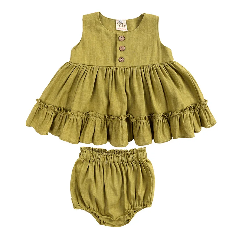 Wholesale solid color two pieces newborn baby clothes girl