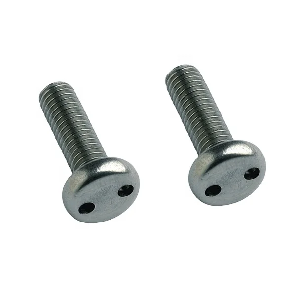 stainless steel security pan head machine screw with two holes