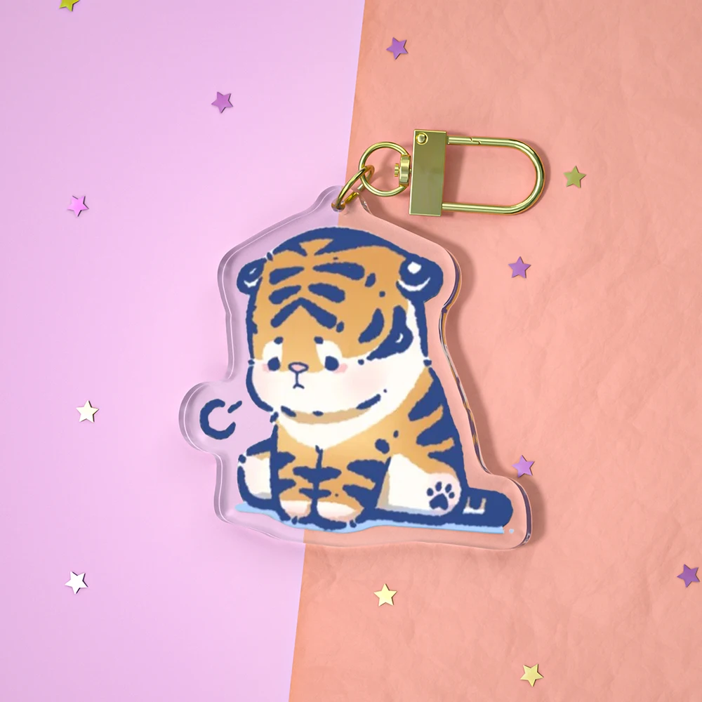 Wholesale Custom cute Acrylic Keychain Kawaii Acrylic Round Charms Keychain Clear Anime Figure Acrylic Keychain