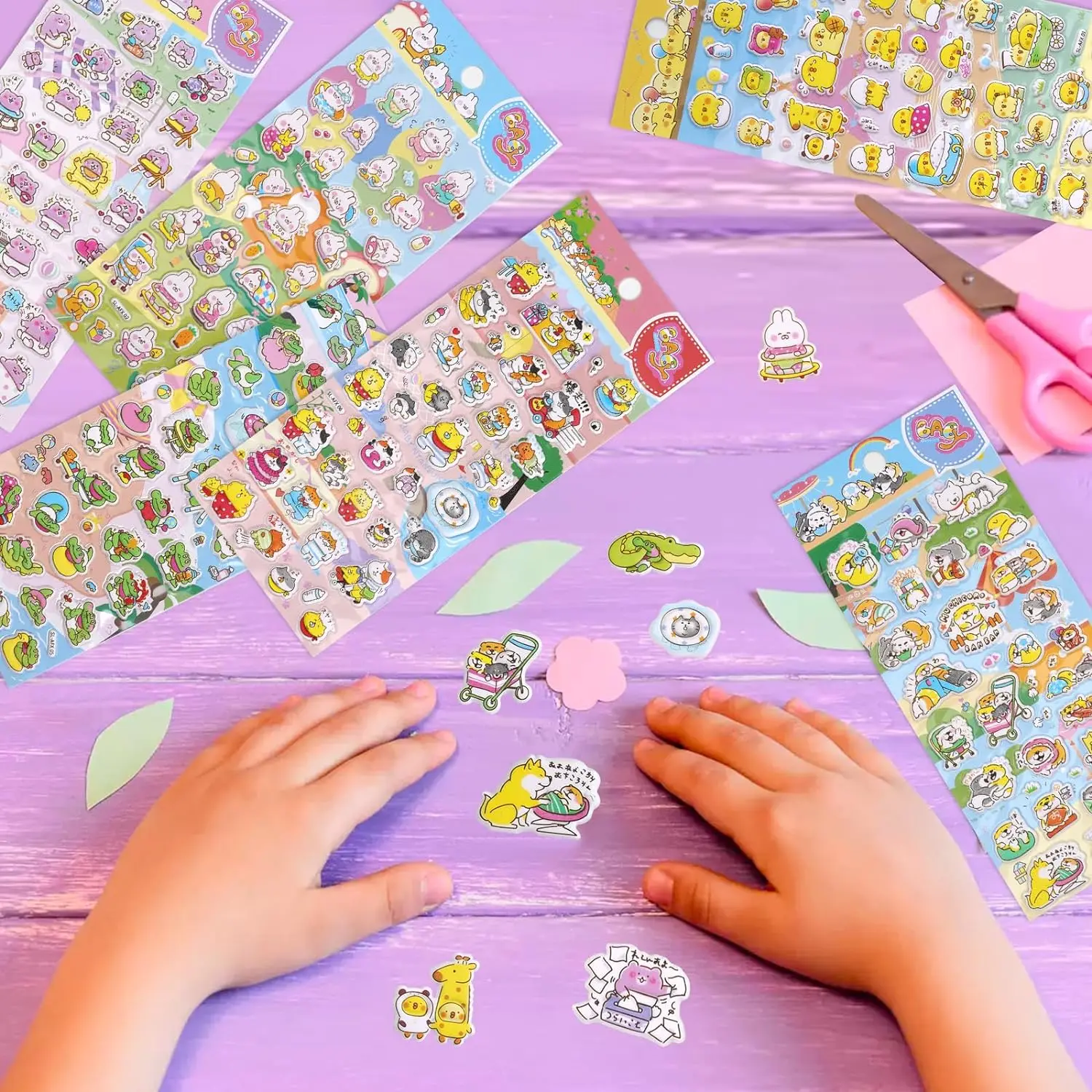 Customized wholesale Best Selling Fluffy Cartoon Anime Stickers Kids Colorful Stickers 3D Bubble Stickers