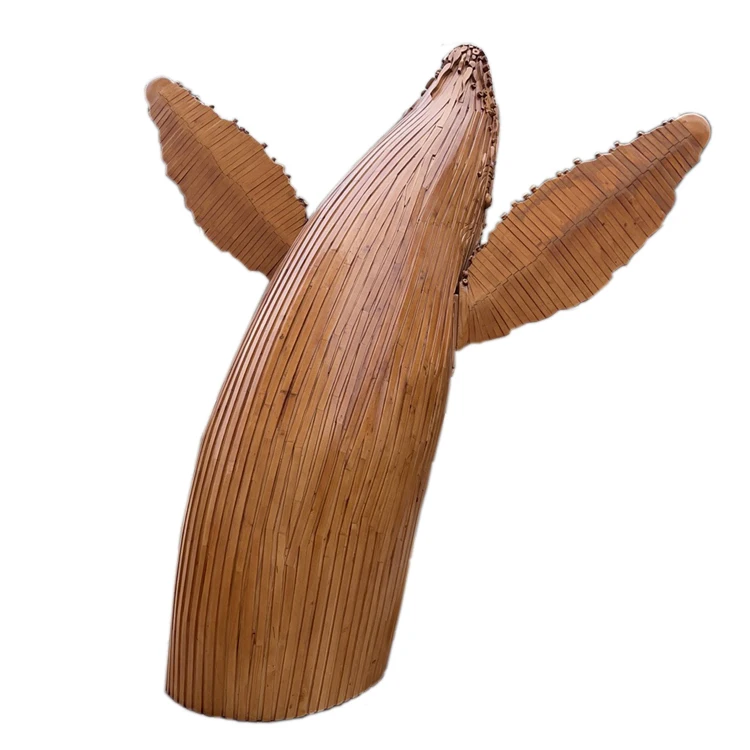 High Quality Outdoor Park Decor Wooden large 2.5 meters Modern Whale Animal Statue Sculpture