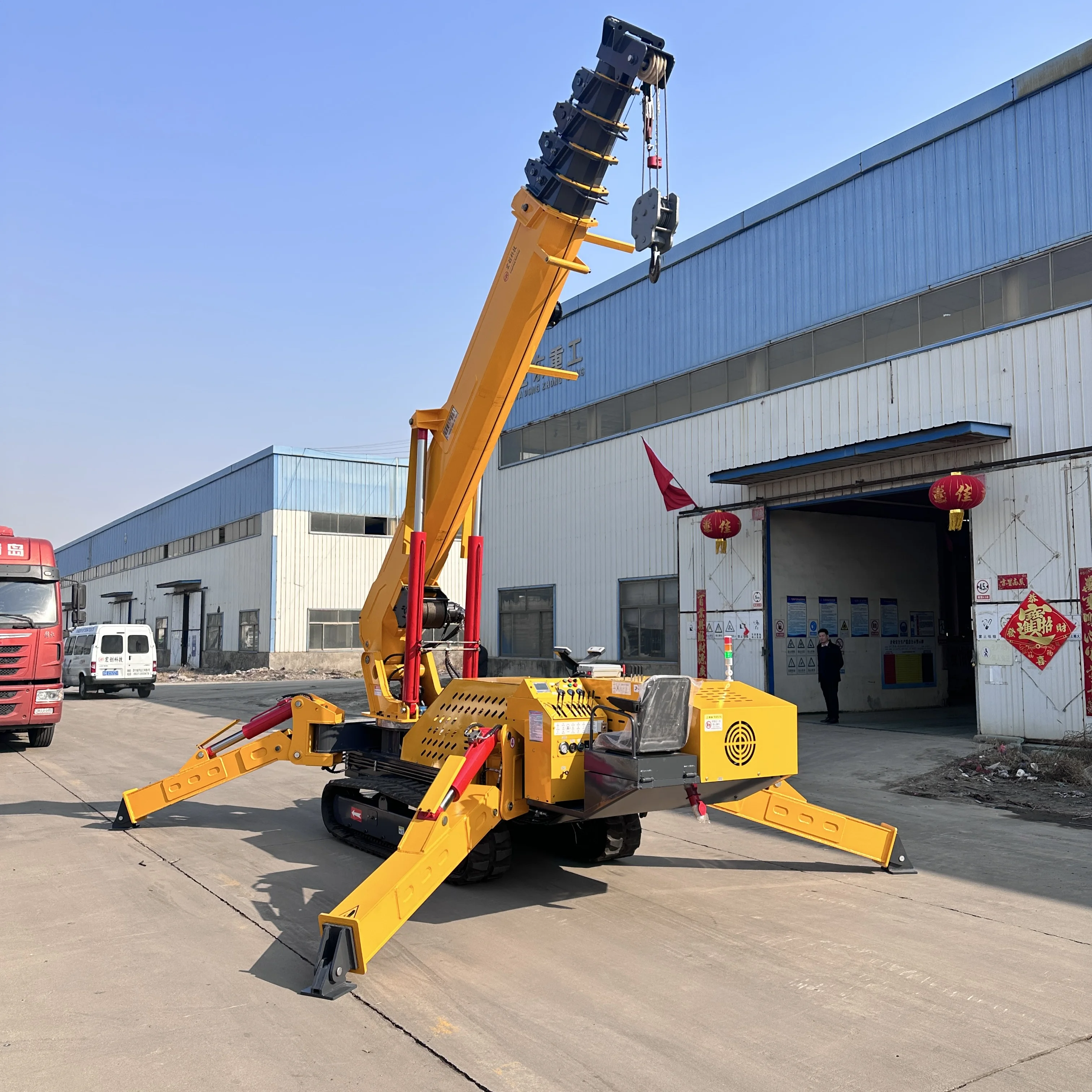 SuiZhong Mini Movable Efficient Safety Telescopic Diesel Electric 3 5 8 Ton 12 Ton Spider Crane With Basket Window