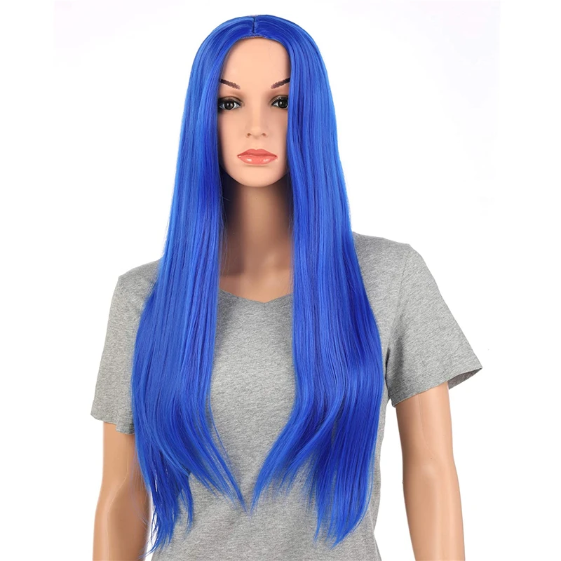 30' Long Straight Synthetic Hair Women Full Head Cosplay Wig with Wig Cap