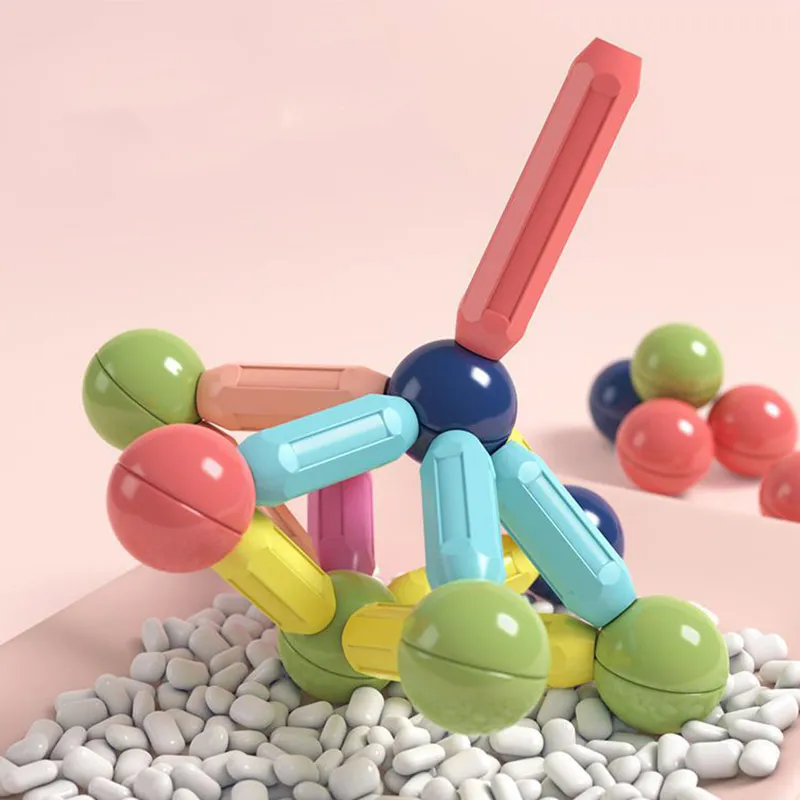 DIY 3d Kids Creative Educational Toy Assembly Building Game Magnet Stick Toys Magnet Rods Magnetic Building Blocks