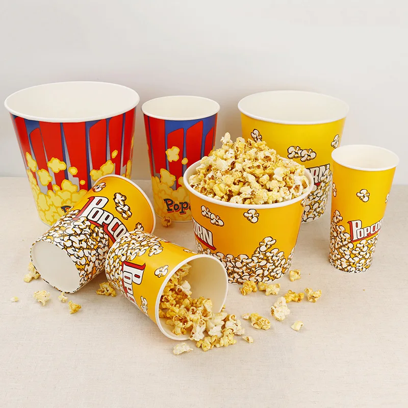 Disposable multiple sizes custom printing wholesale movie theater popcorn bucket fast food snack fried chicken bucket