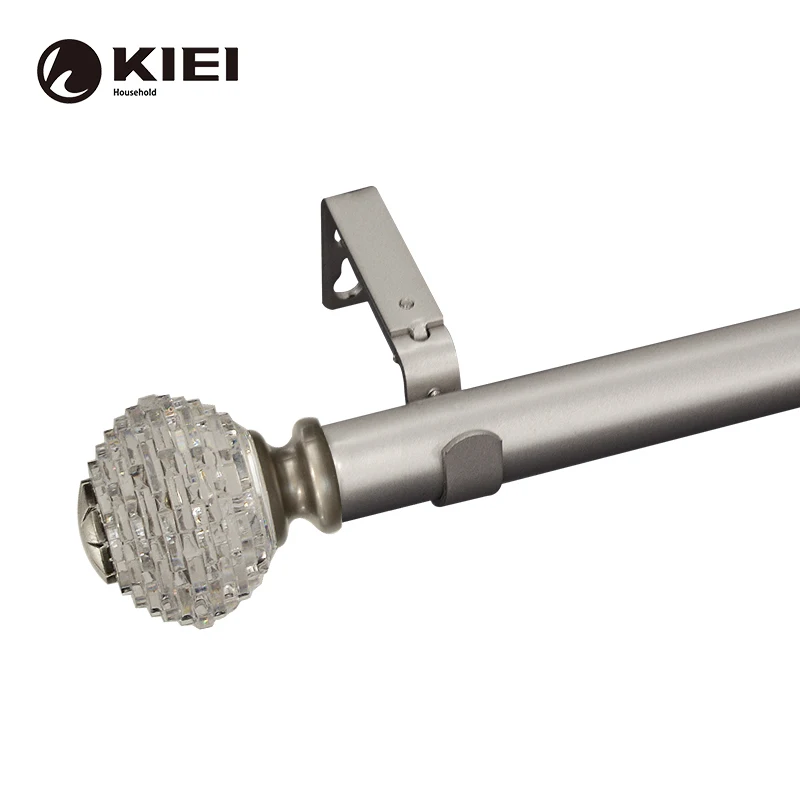 KIEI manufacture fitting room glass curtain rod finial clear glass curtain aluminum pole curtain double