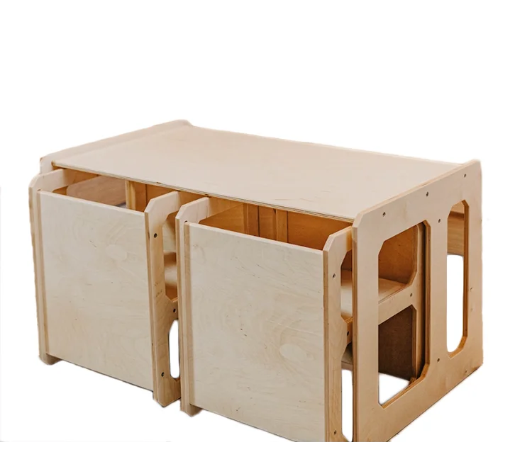 Modern Wooden Kids Study Table and Chairs Custom Suitable for Children under 7 Years Old