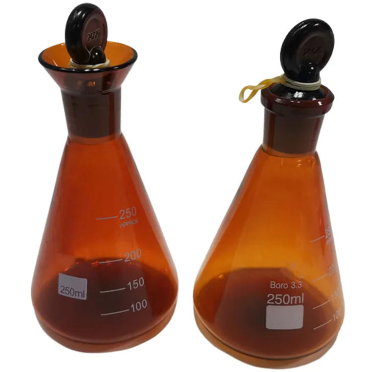 Янтарная коническая колба объемом 250 мл, цветная черная коническая колба, стеклянная колба, используемая в лаборатории