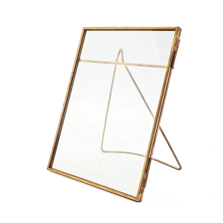 Factory direct wedding gifts decorative brass and copper hanging picture frame wholesale gold metal glass photo frames 4x6