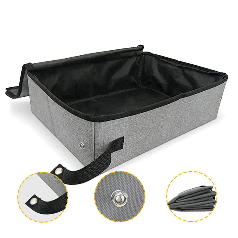 Foldable Closed Cat Litter Box With Lid Outdoor Easy Carry Cat Toilet Car Trunk Cat Litter Box