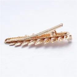FJ002 Cheap Wholesale Creative New Pearl Crystal Duck Bill Clip Hairpin Leaf Hair Accessories Bobby Pin