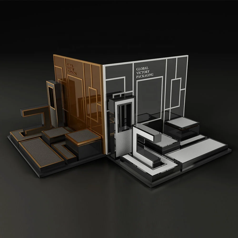 Custom Unique Watch Stand Display Elegant  Watch Organizer Acrylic C- ring Wood Tray set Exhibitor For Cabinets Window