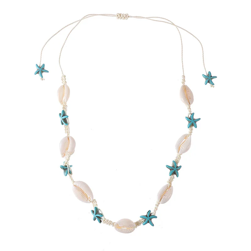 Hawaii Holiday Starfish Seashell Necklace For Women Bijoux Adjustable Choker Shell Necklace Set Jewelry Statement Necklace