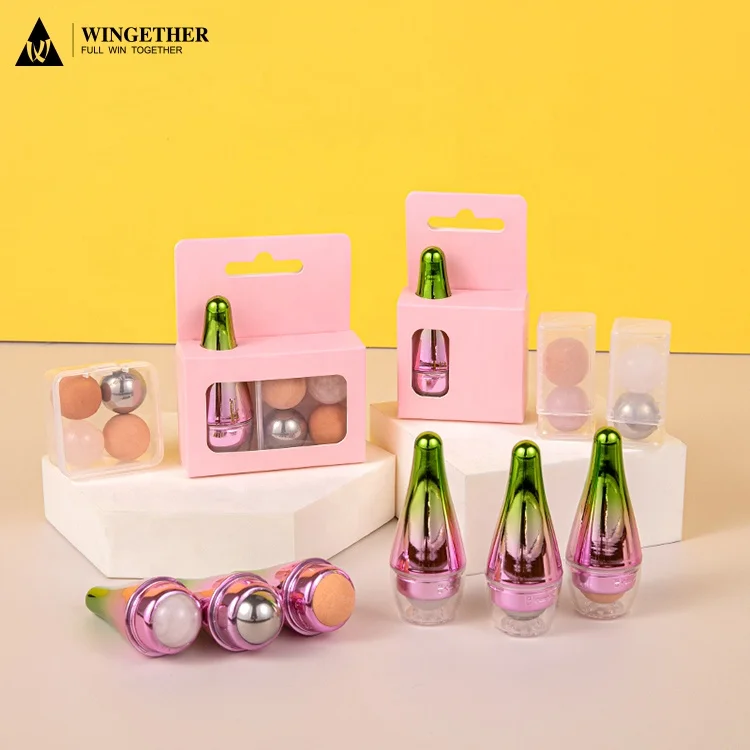 Wingether 2022 Amazon Hot Sale Oil Absorbing Roller Wood Soft And Comfortable Massage Rollers Face Roller Ice Globes