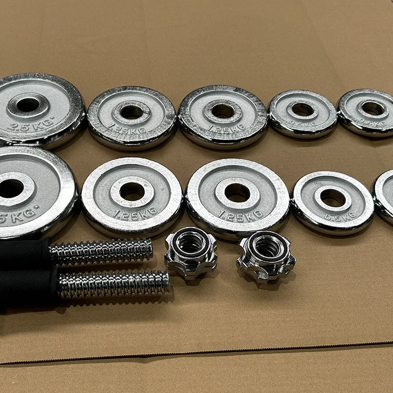 Chrome iron adjustable 50 kg barbell dumbbell set set for sale
