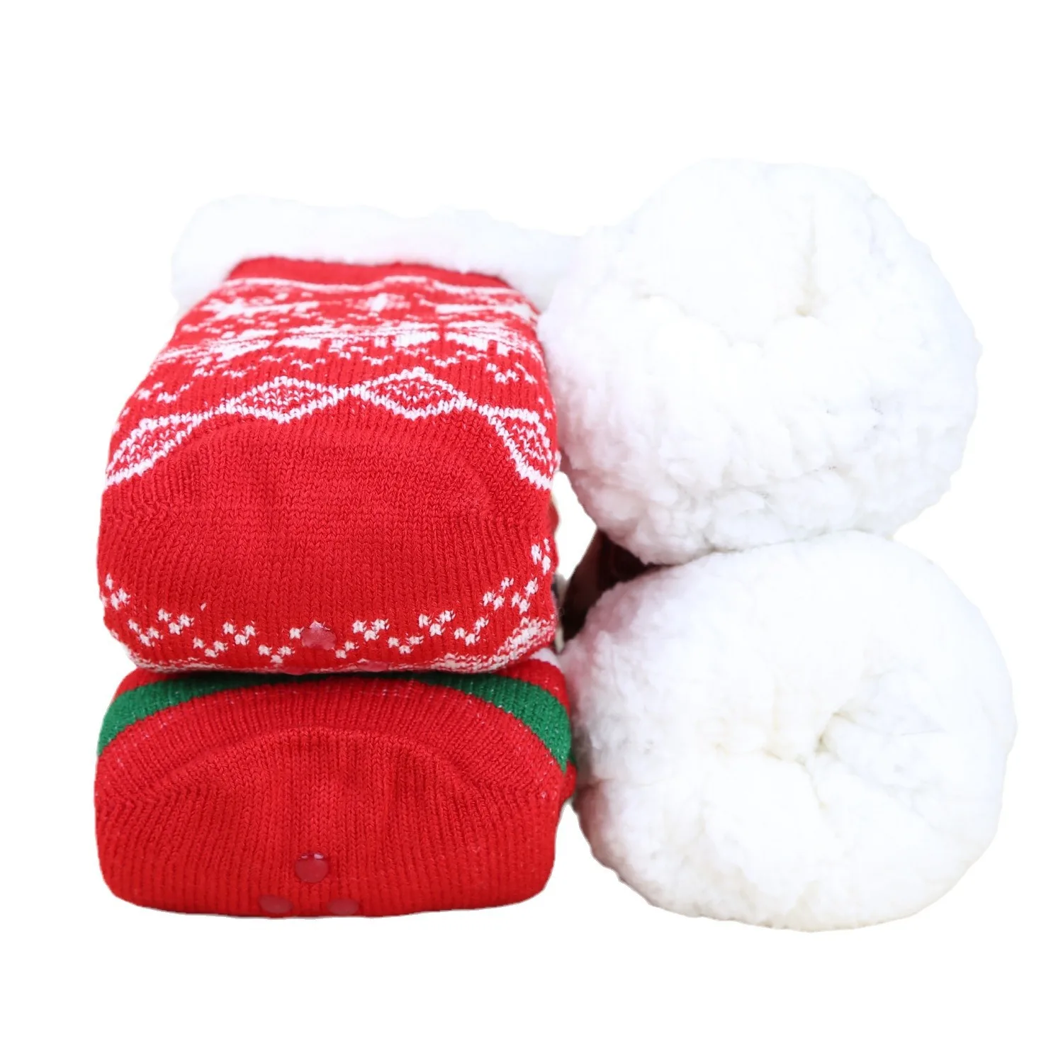 High Quality Custom Christmas Design Winter Warm Fuzzy Slipper Floor Anti Slip Fleece Socks