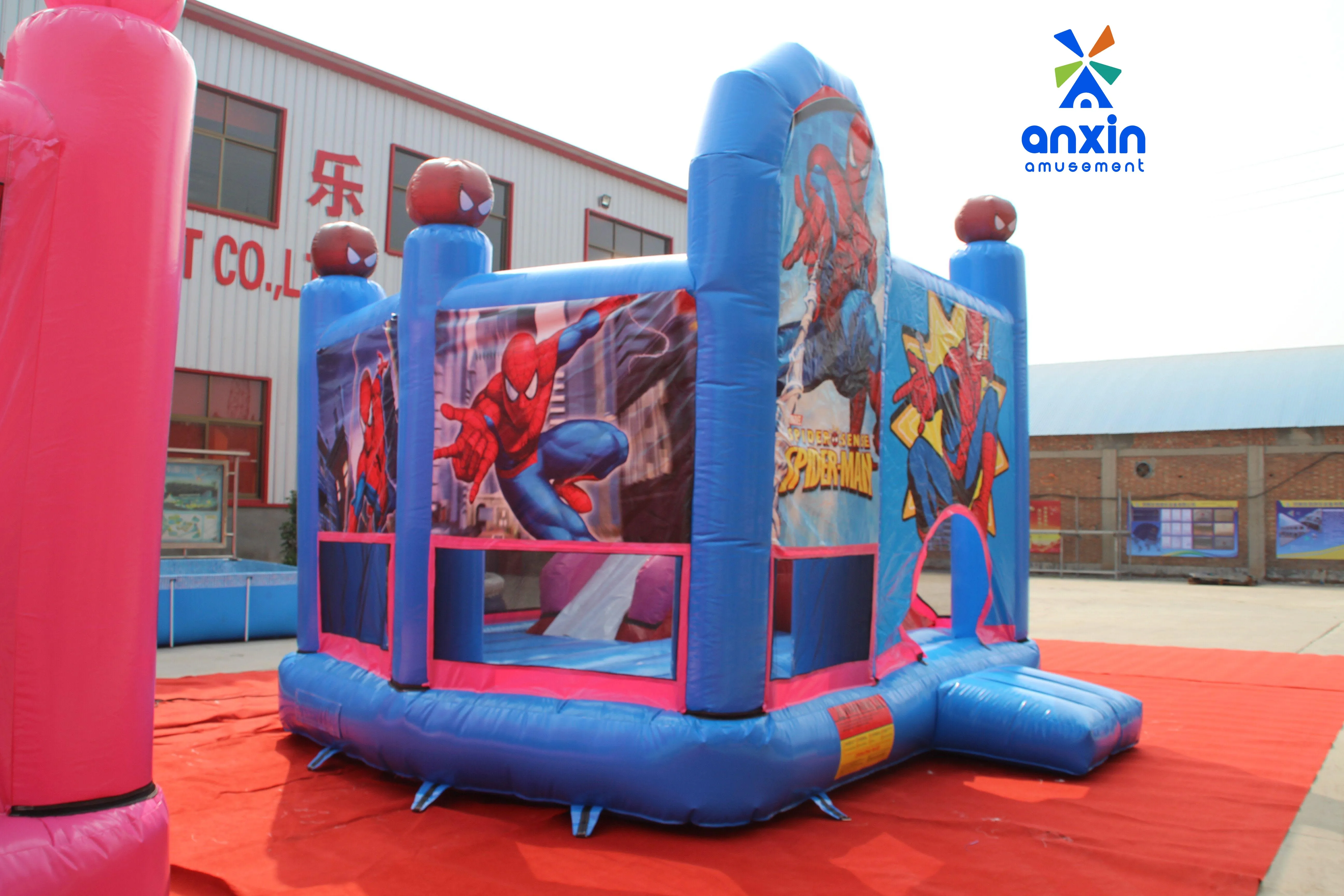 spider man 2024 hot selling inflatable small jumping bed PVC material accept custom commercial rental
