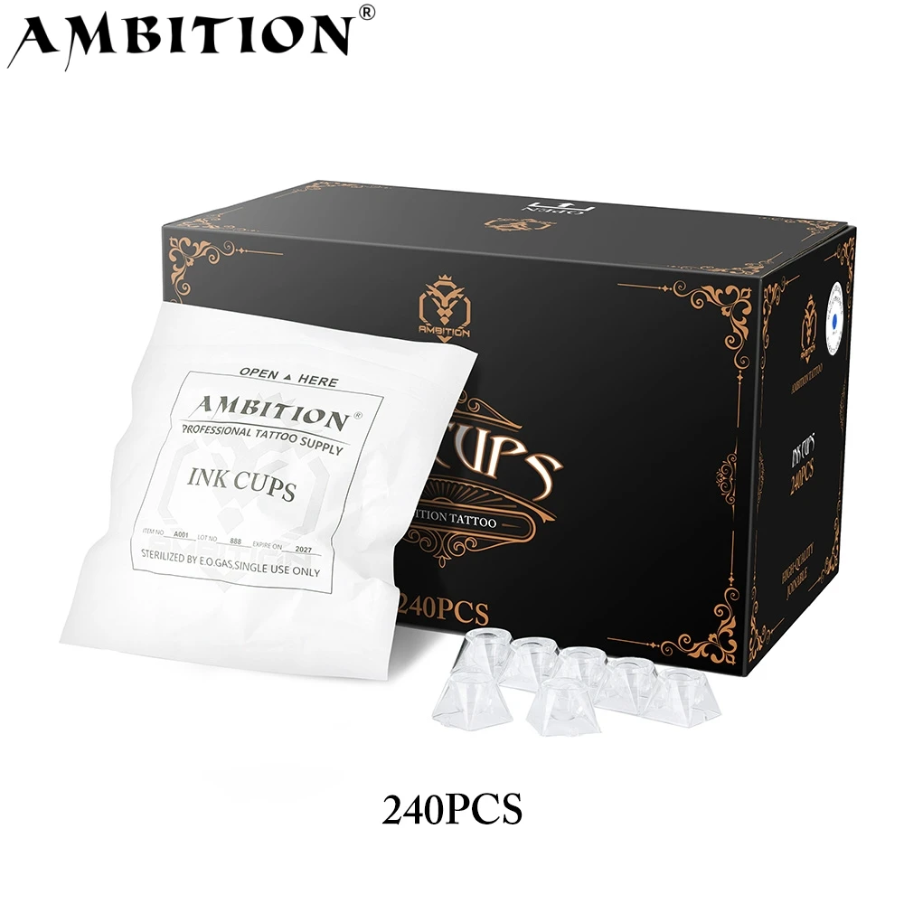 Амбициозный 240, шт/коробка, 1,2 мл, E.O., газовые стерилизованные пластиковые одноразовые тату-чернильные чашки, аксессуары для тату